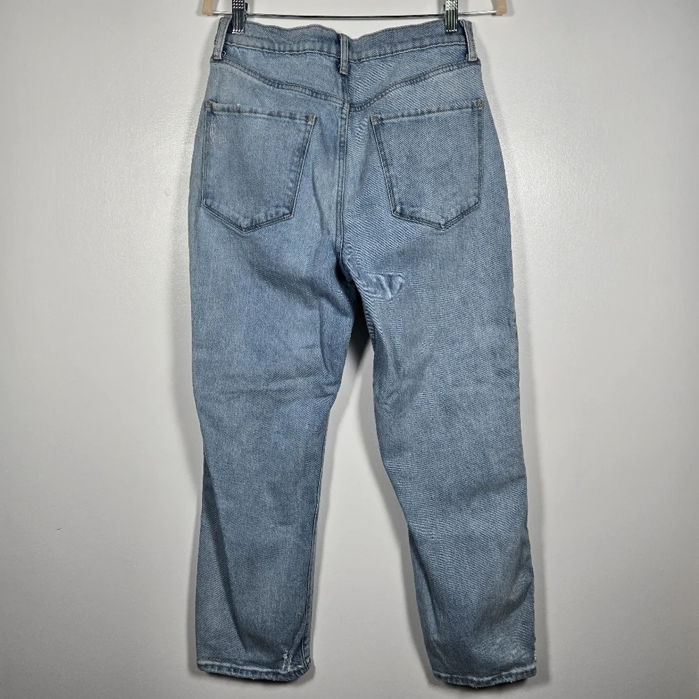a.n.a. High Rise Vintage Straight Leg Distressed Button Fly Denim Jeans Size 6